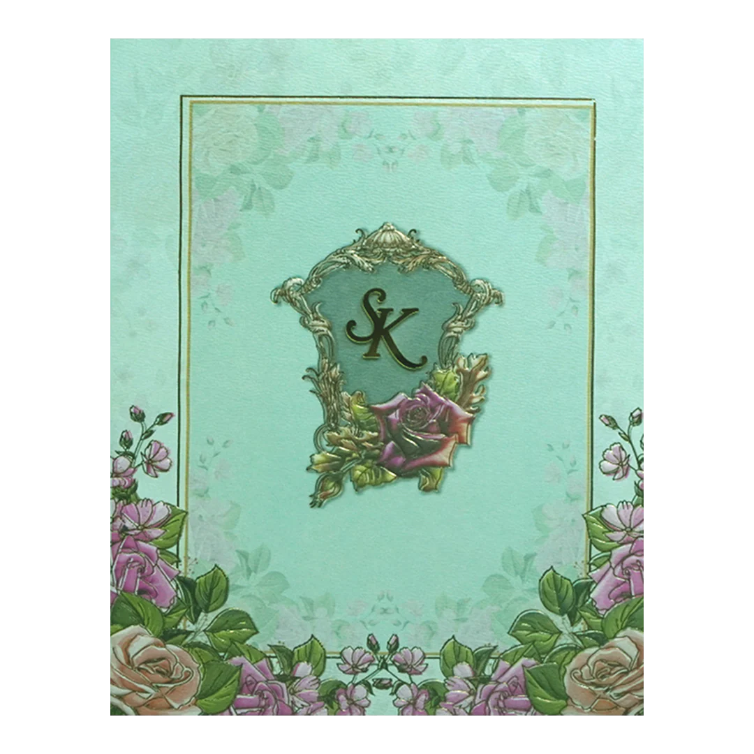 Light Green Rose Wedding Card-KPR09820 - Image 3