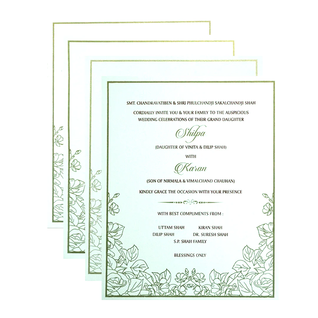 Light Green Rose Wedding Card-KPR09820 - Image 5