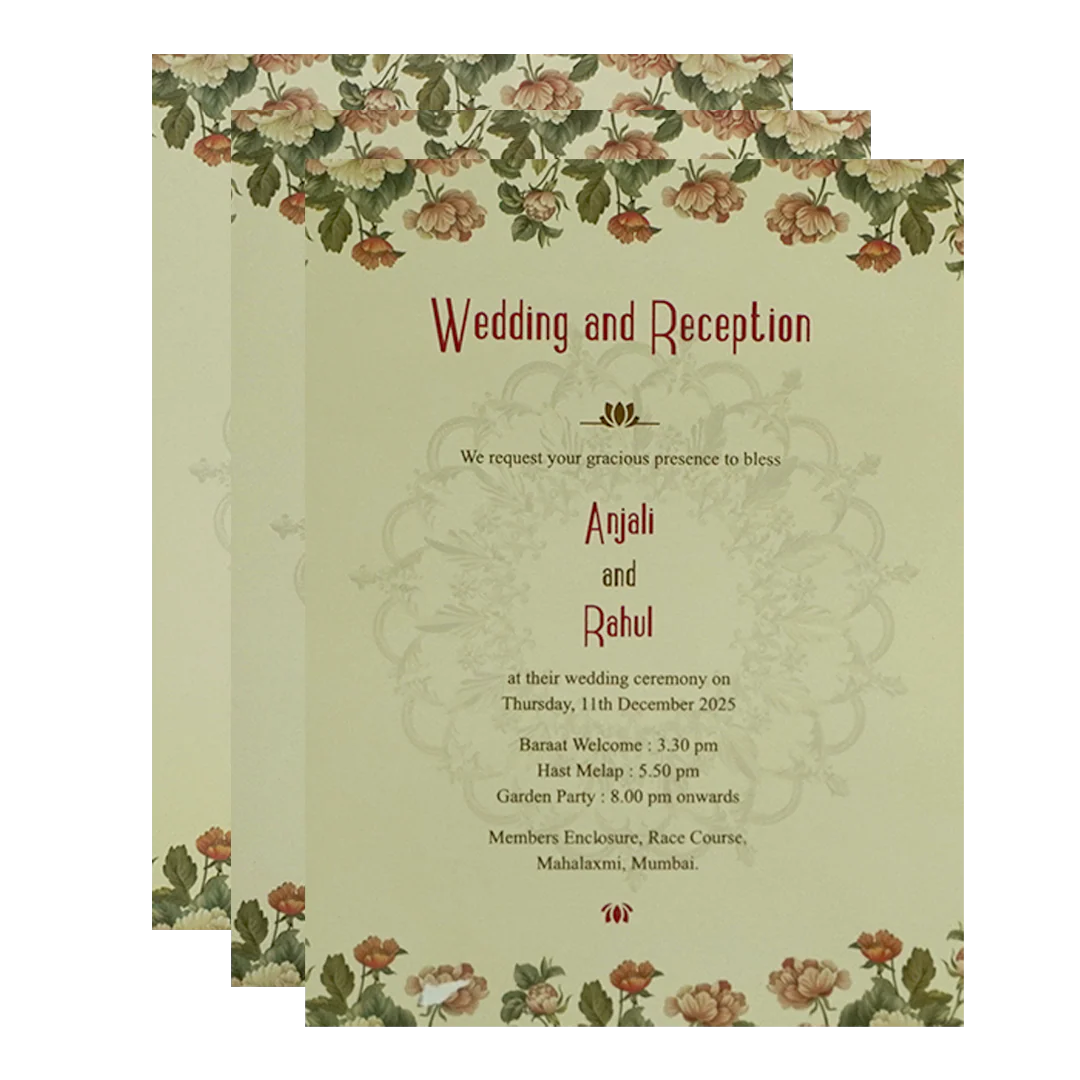 Light Ivory Floral Wedding Card-KPR09700 - Image 5