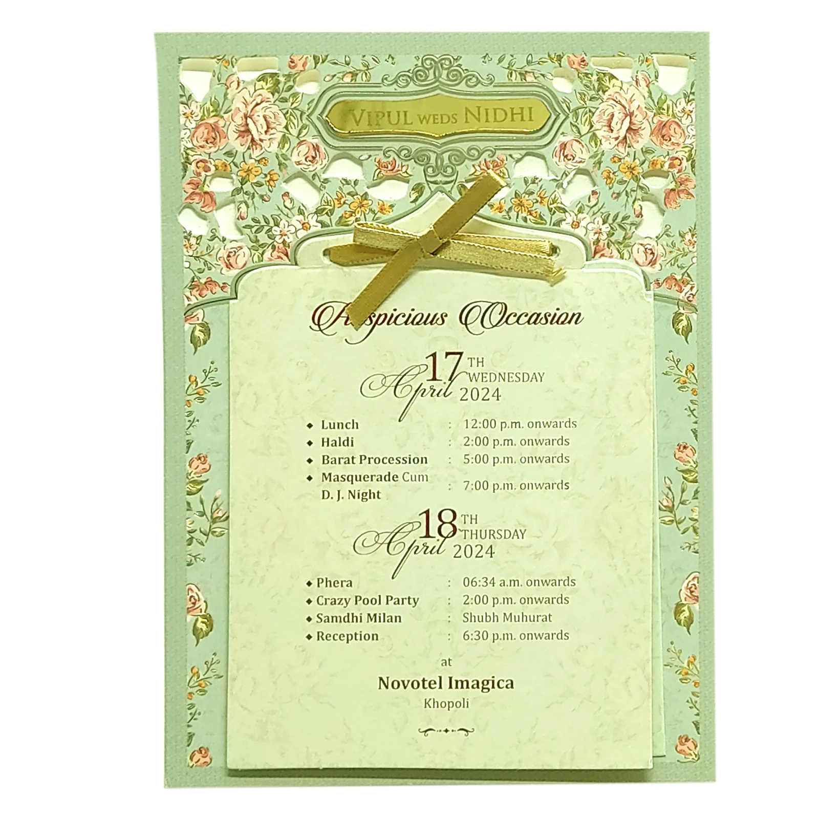 Light Soft Green Laser Cut Invitation-KVN06690 - Image 3