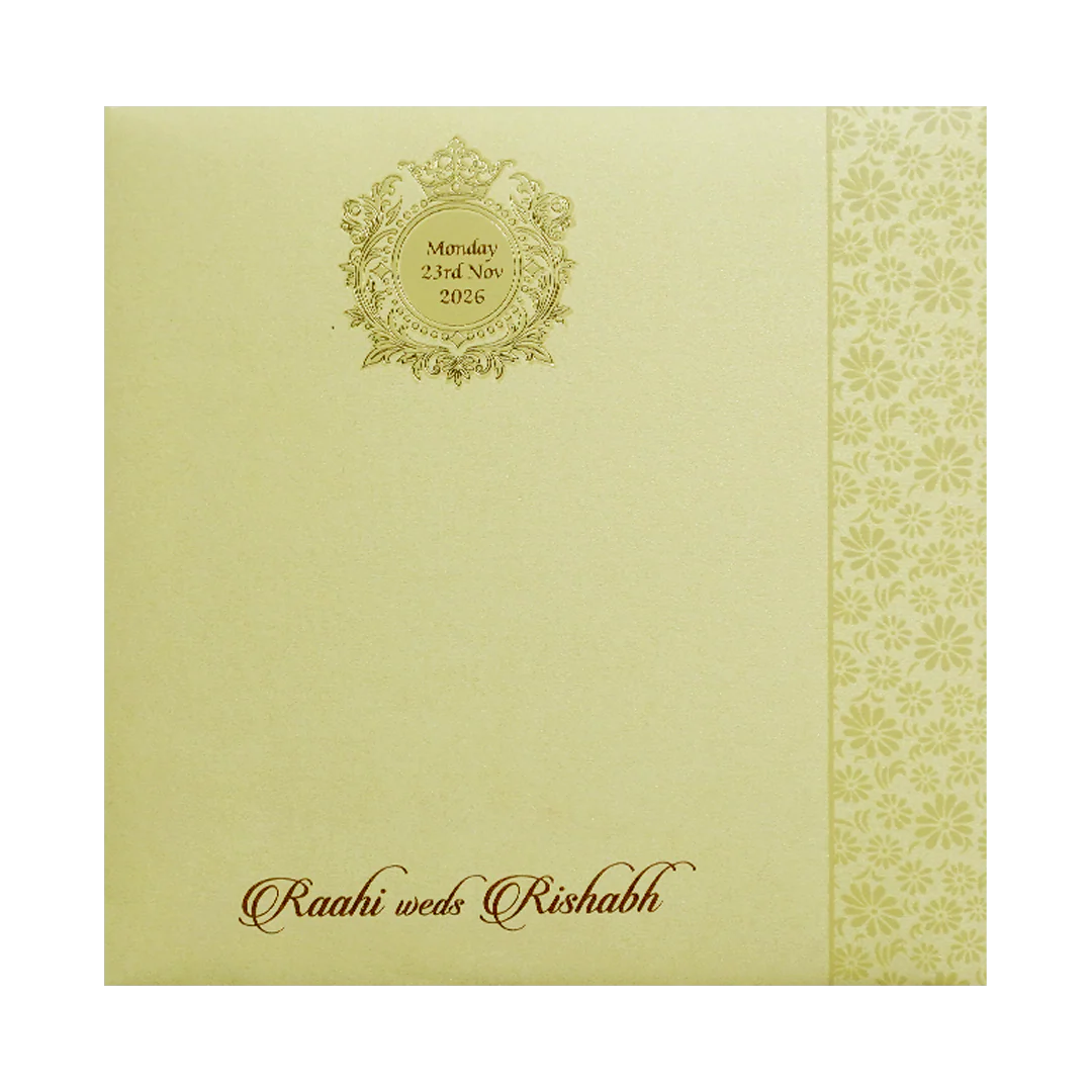 Light Yellow Floral Door Style Wedding Card-KPR06060 - Image 4
