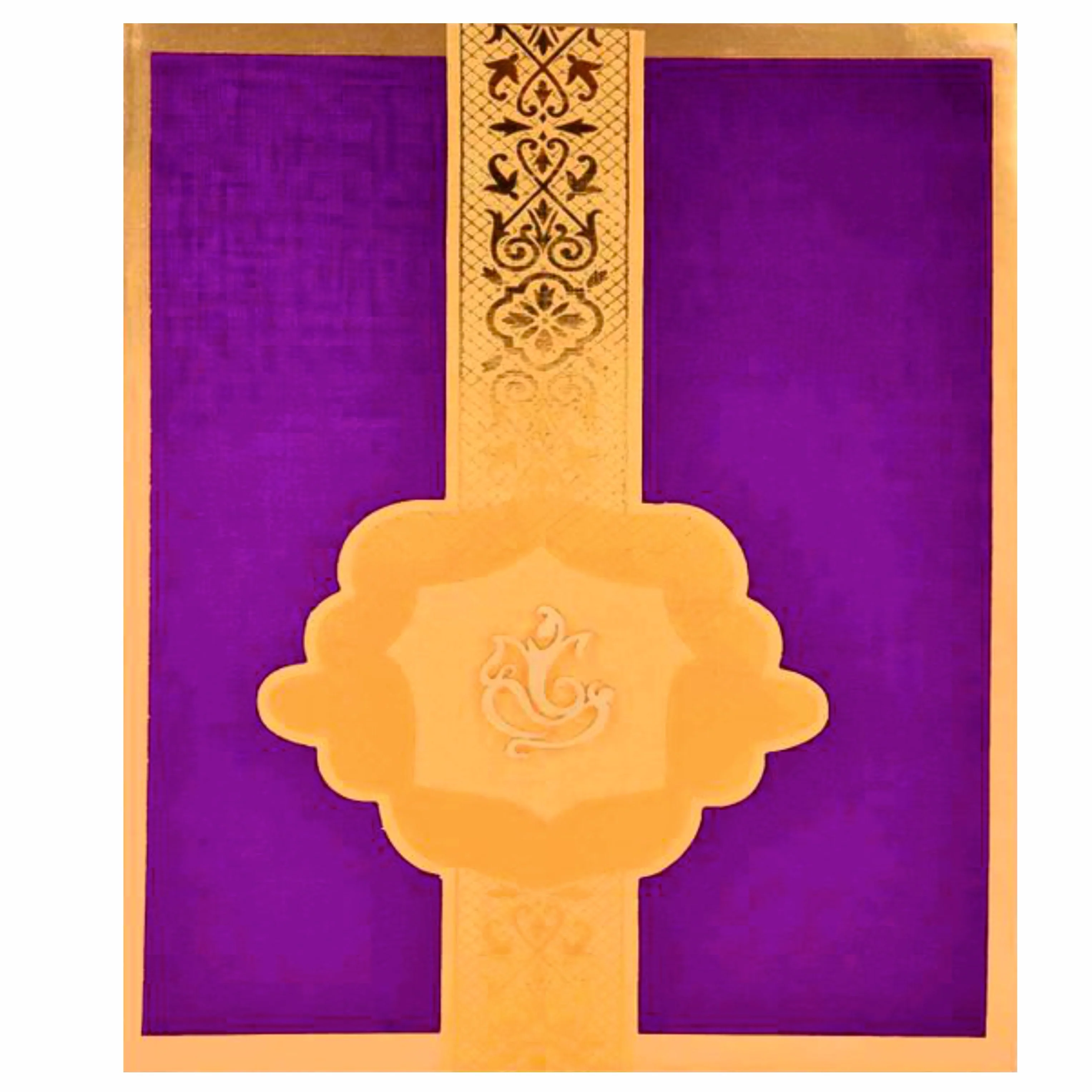 Lovely Purple Shading With Ganesha Padded Wedding Card - KNK30401 - Image 3