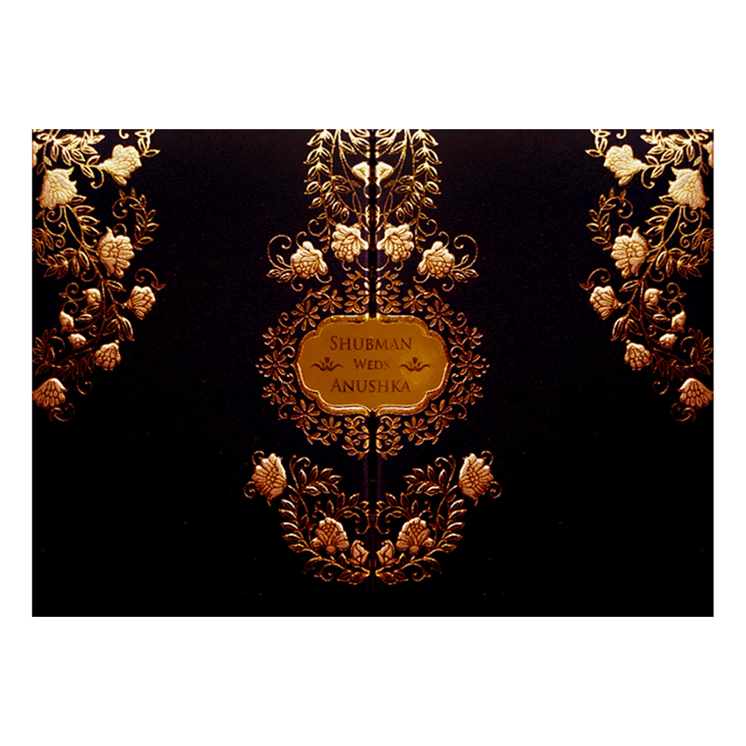 Luxury Black & Gold Embossed Wedding Invitation Box-KRB09712 - Image 3