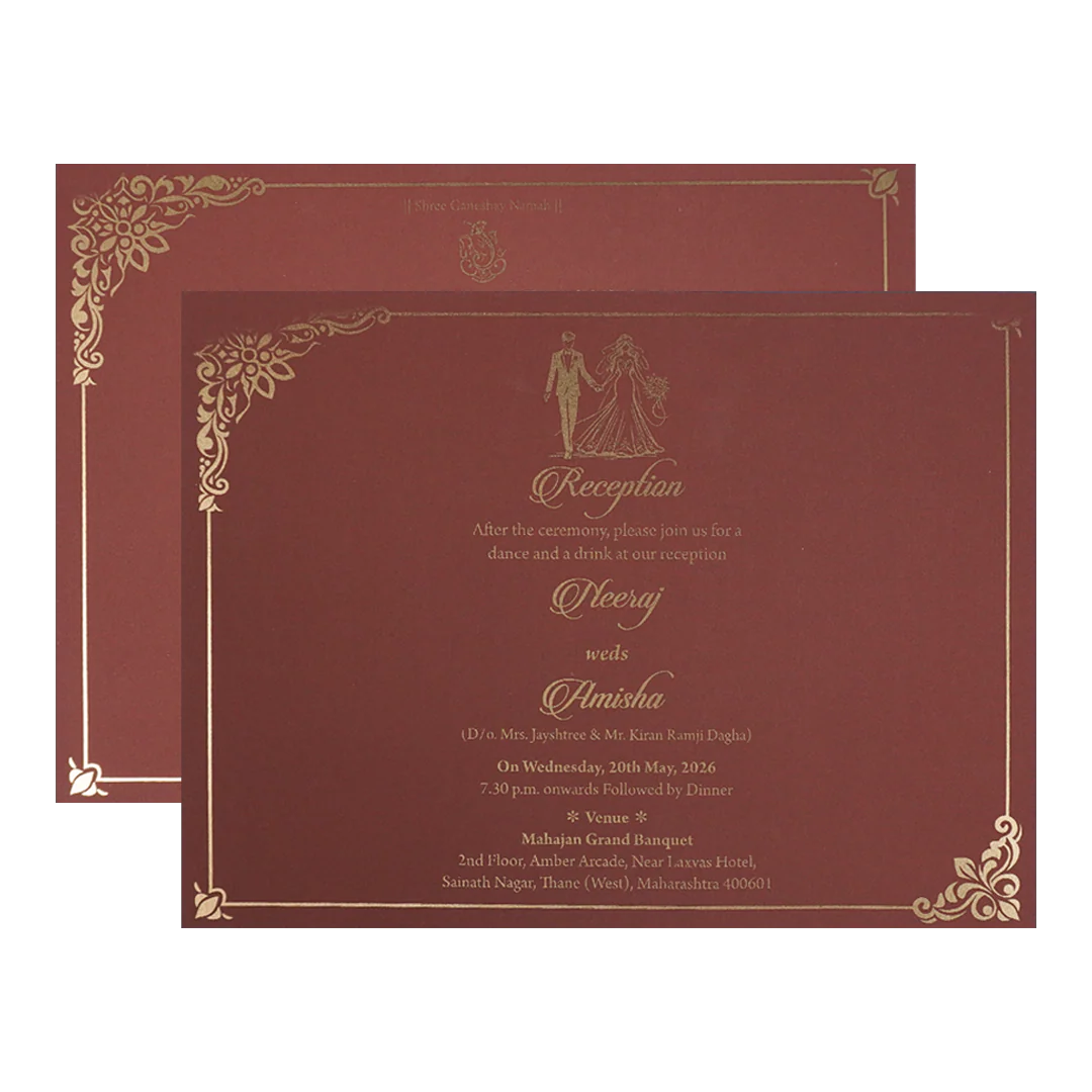 Maroon Floral Padded Wedding Card-KSSC1550 - Image 5