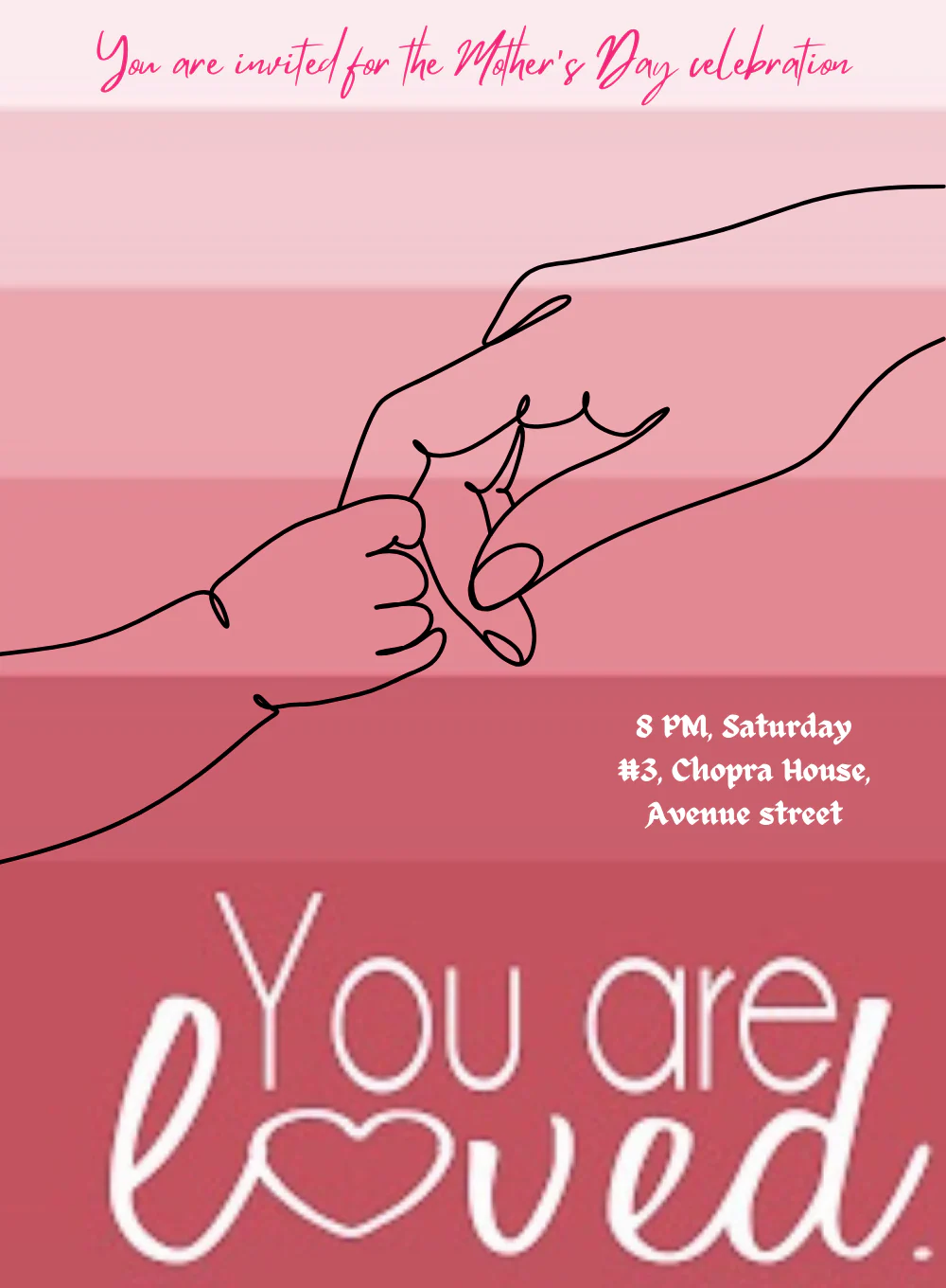 Maroon Hands Mother's day Invitation-AAMOT010
