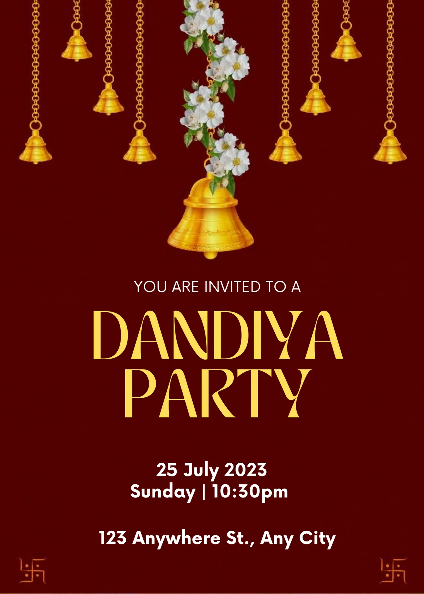 Maroon Themed Dandiya Invitation-AADDI003