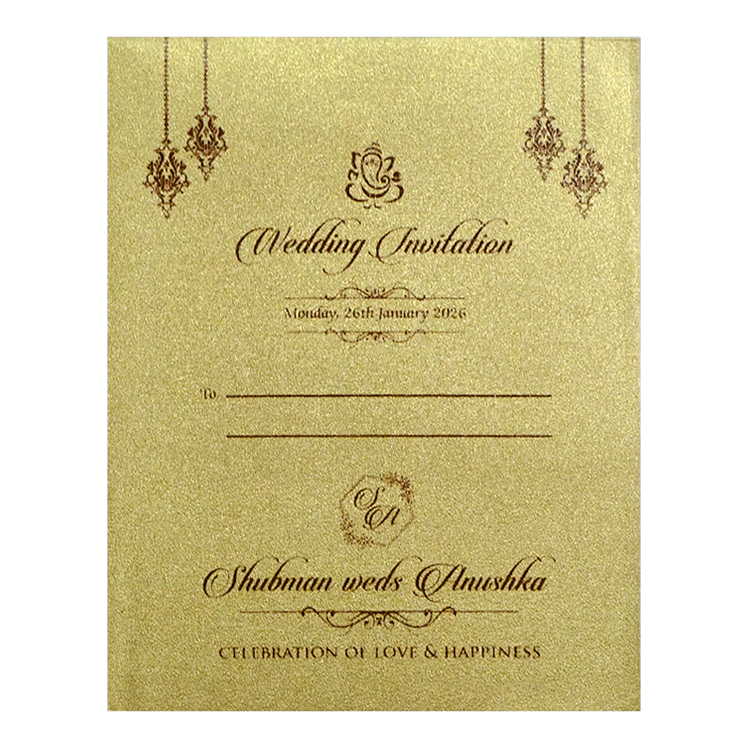Metallic Gold Laser Cut Wedding Card-KRB07110 - Image 4