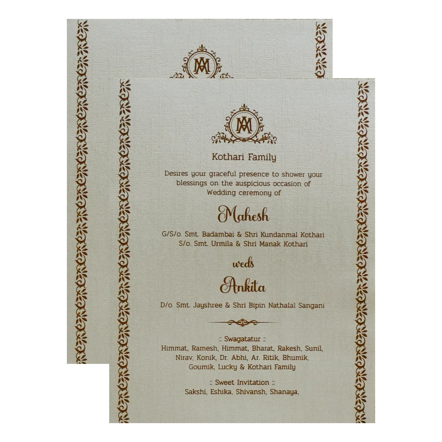 Metallic Light Brown Padded Invitation-KSI12150 - Image 5
