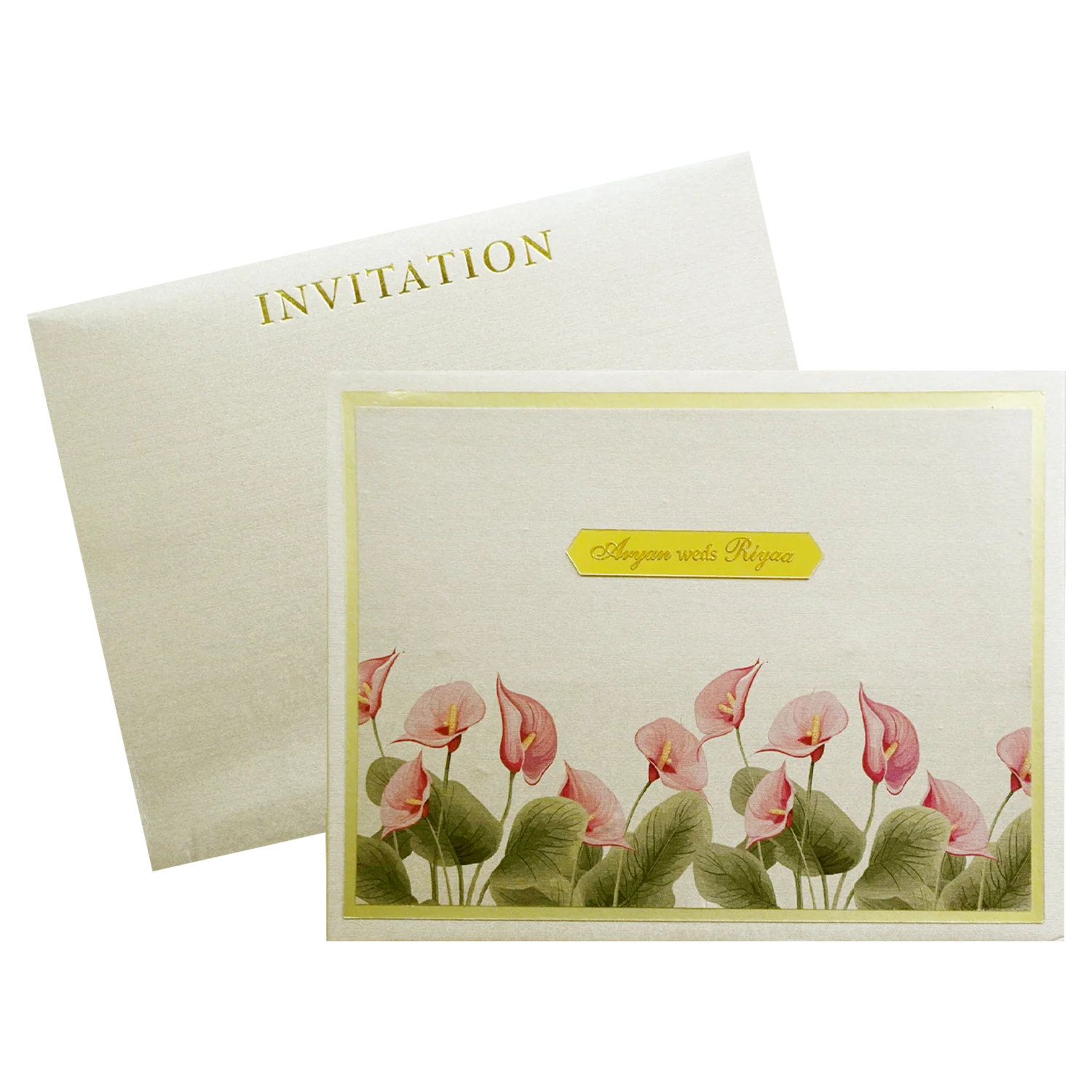 Metallic Light Brown Wedding Card-Krc30750 - Image 2