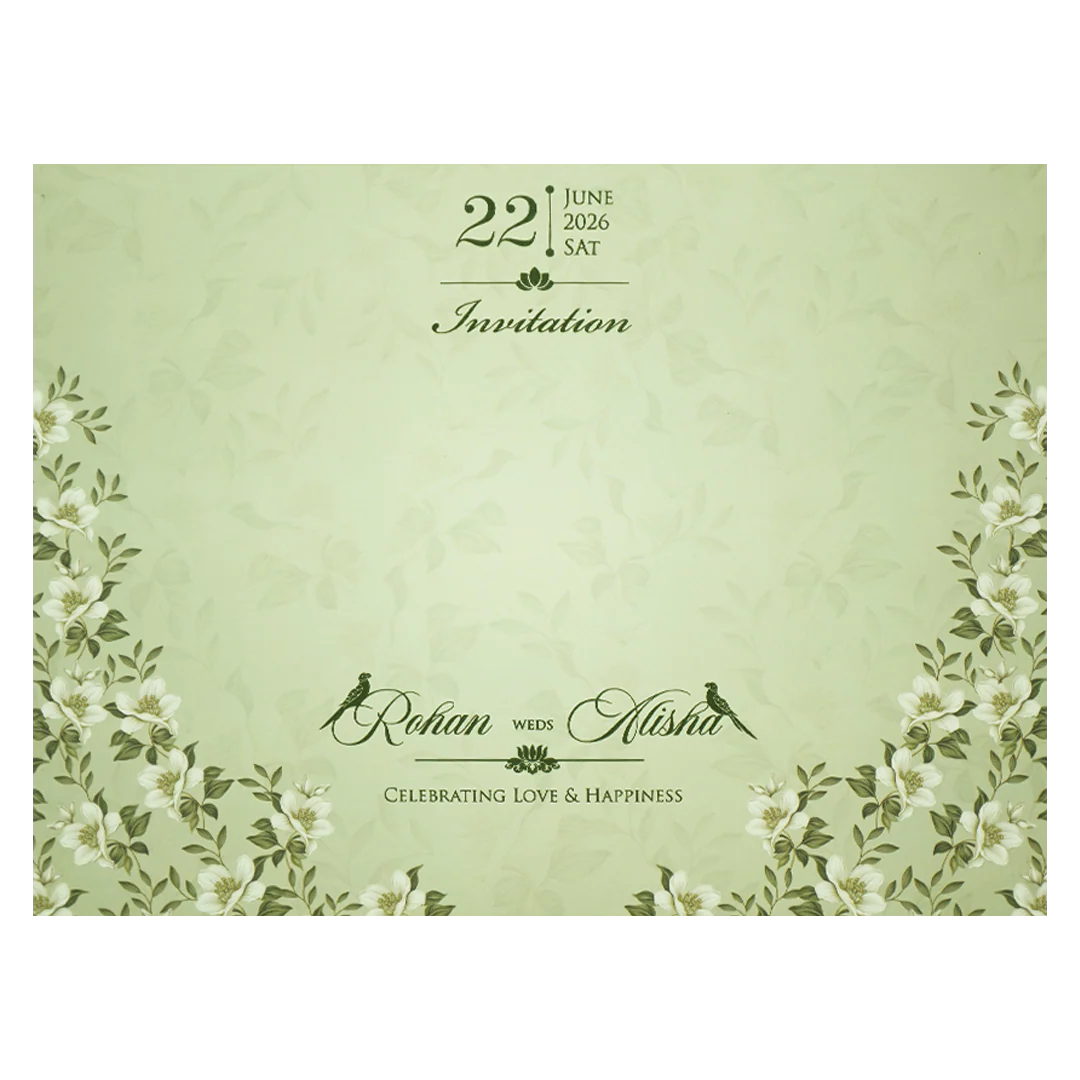 Mint Green Floral Padded Wedding Card-KFR15310 - Image 4