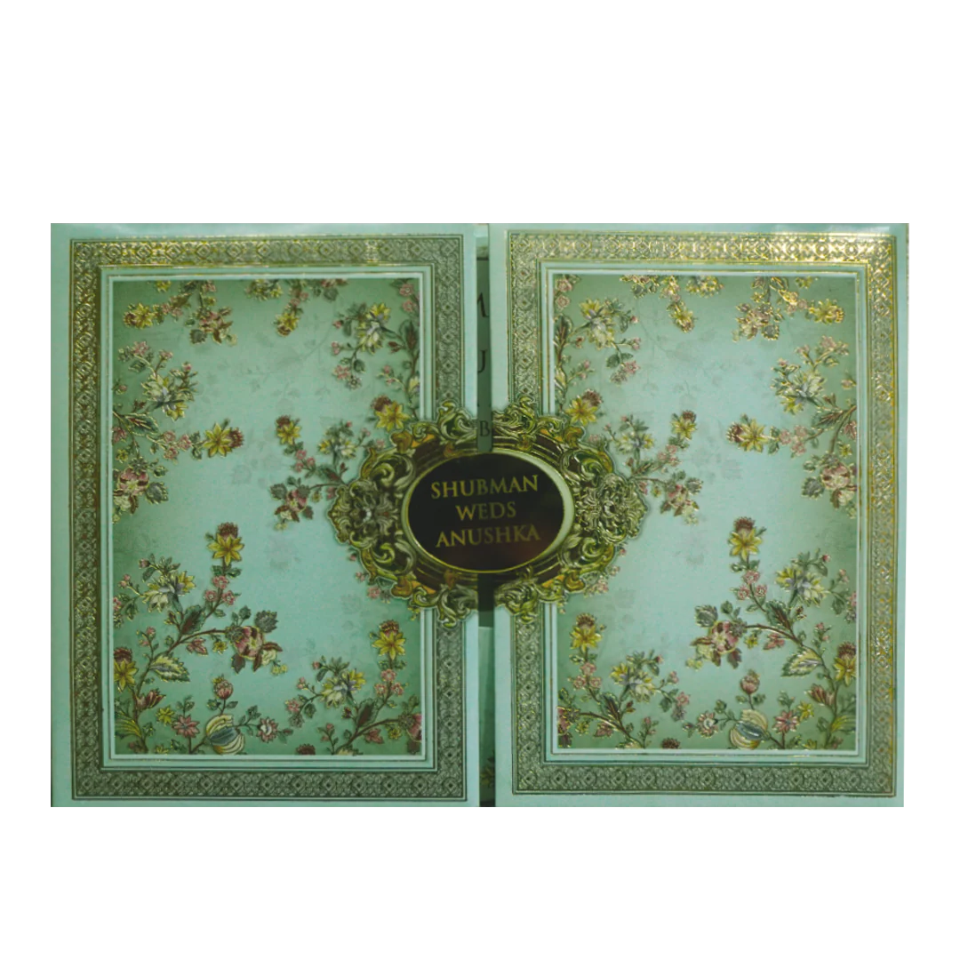 Mint Green Marriage Invitation Card-KRB8250 - Image 3