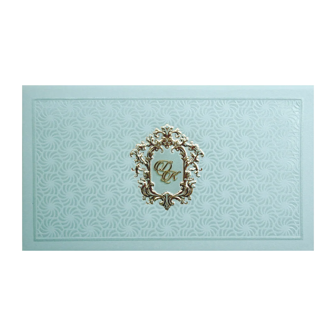 Mint Green Monogram Elegant Wedding Invitation Card-KPR24560 - Image 3