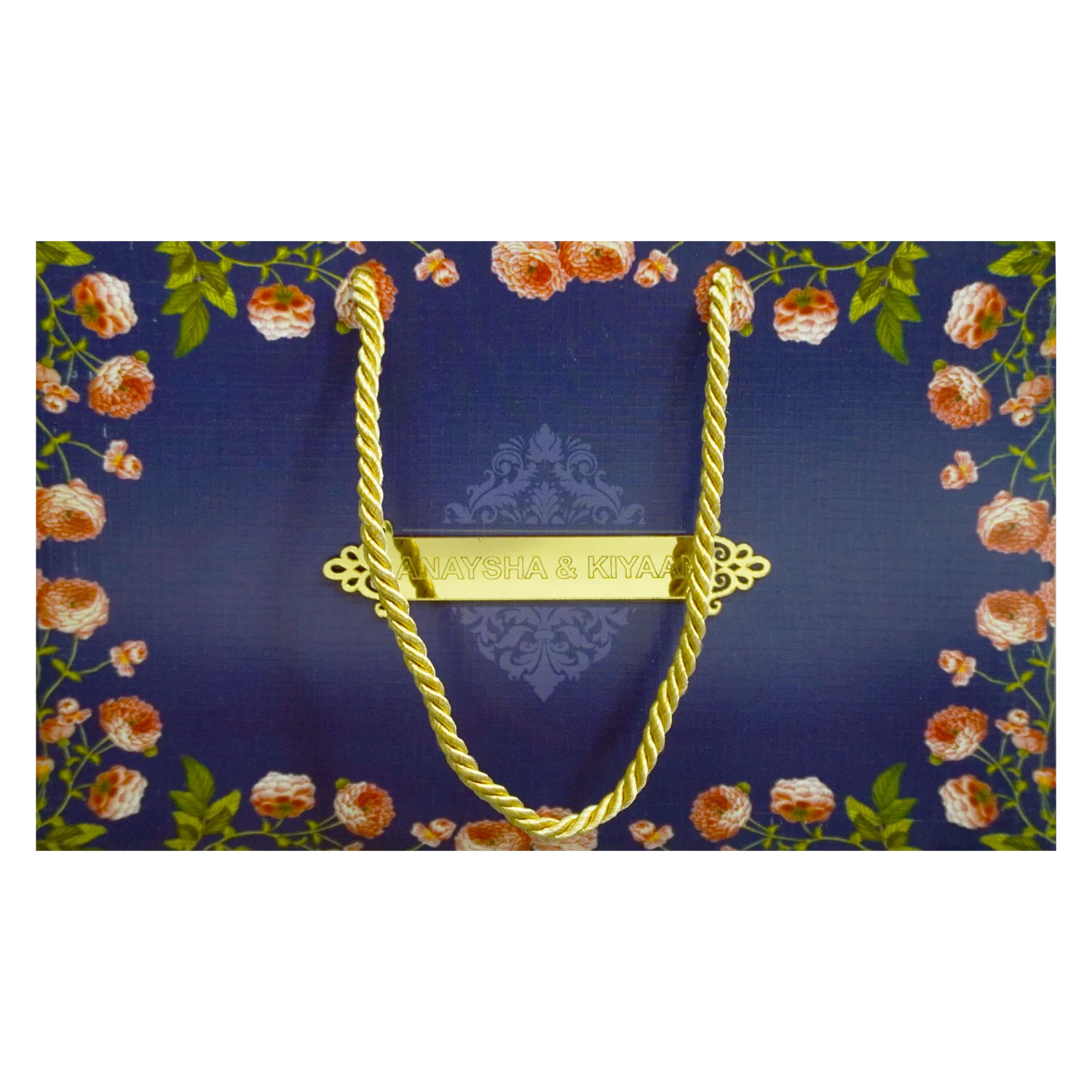 Navy Blue Floral Wedding Box-KRC30010 - Image 4