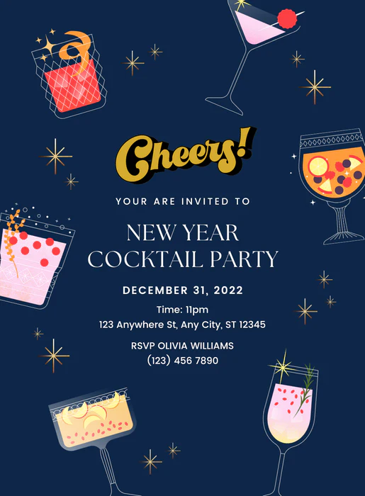 Navy Festive Cocktail Party Invitation-EINK0068 - Image 2