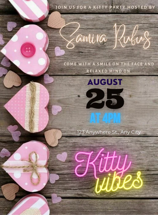 Neon Nights Kitty Party Invitation-AAKPI013 - Image 2