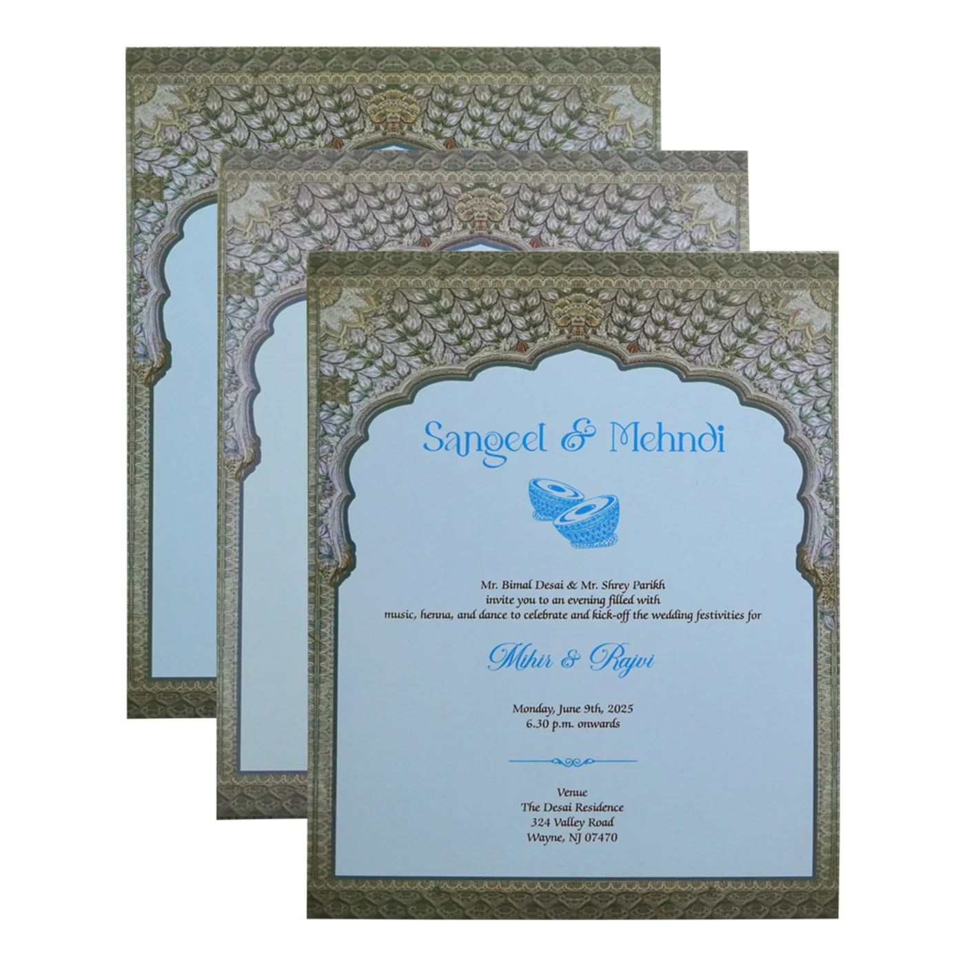 Ocean Blue Laser Cut Premium Wedding Card-KPR24230 - Image 5