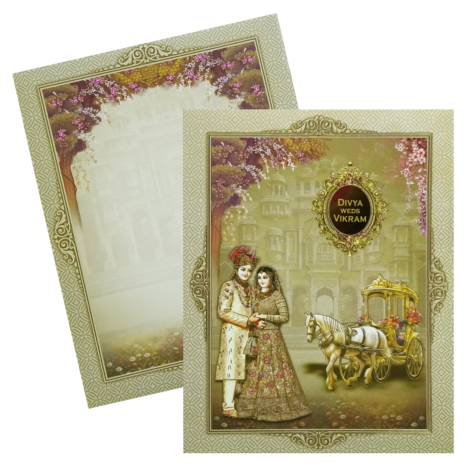Olive Green Bride Groom Box Wedding Invitation-KNKN6313 - Image 2