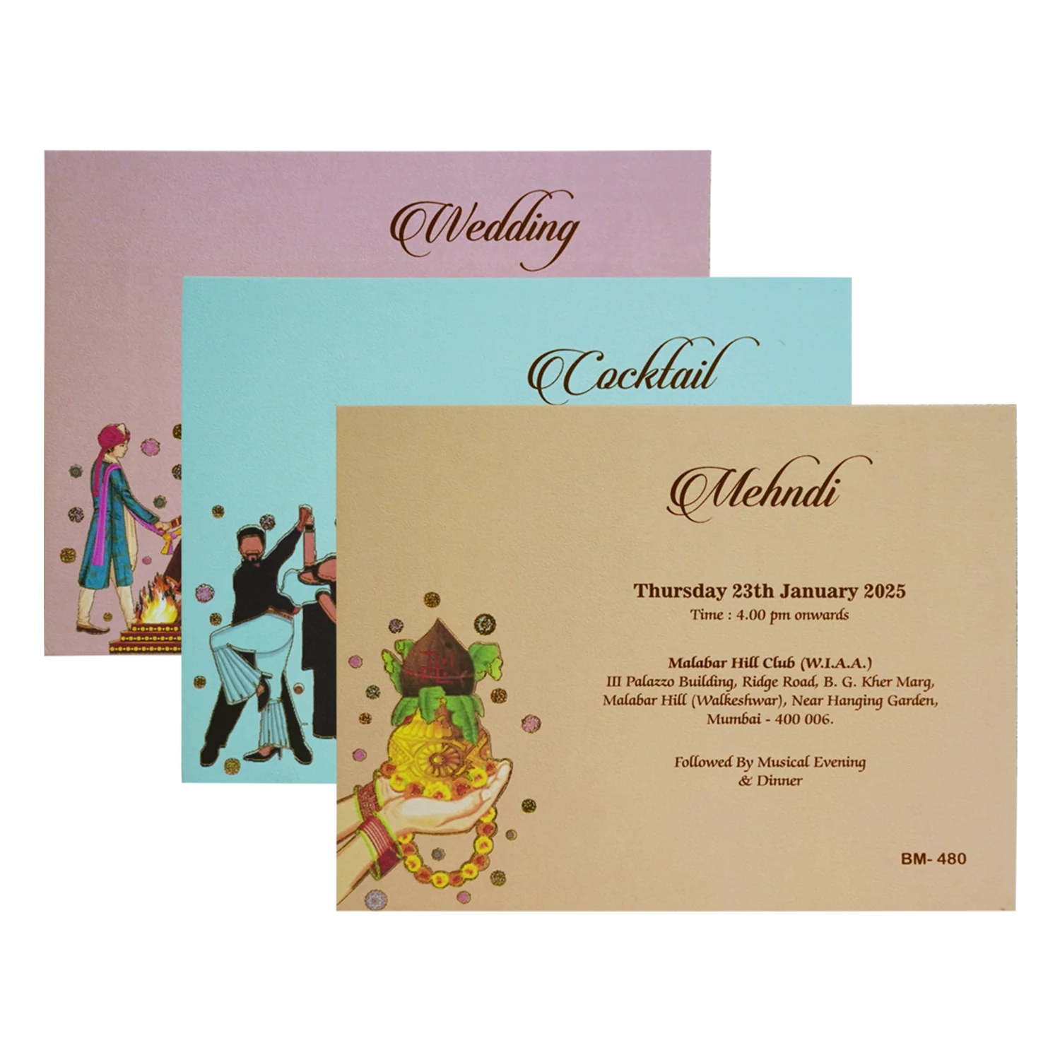 Orange Padded Designs Wedding Card-Kbm04800 - Image 5