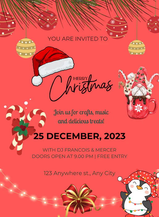 Orange Cap Christmas Invitation-AACSS014 - Image 2
