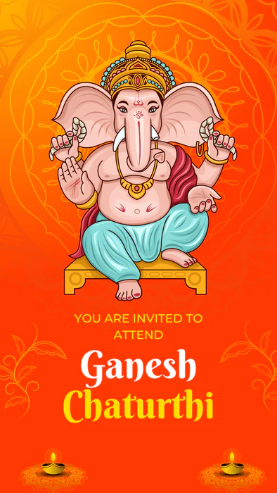 Orange Design Ganesh Chaturthi Invitation-AAGCI001 - Image 2