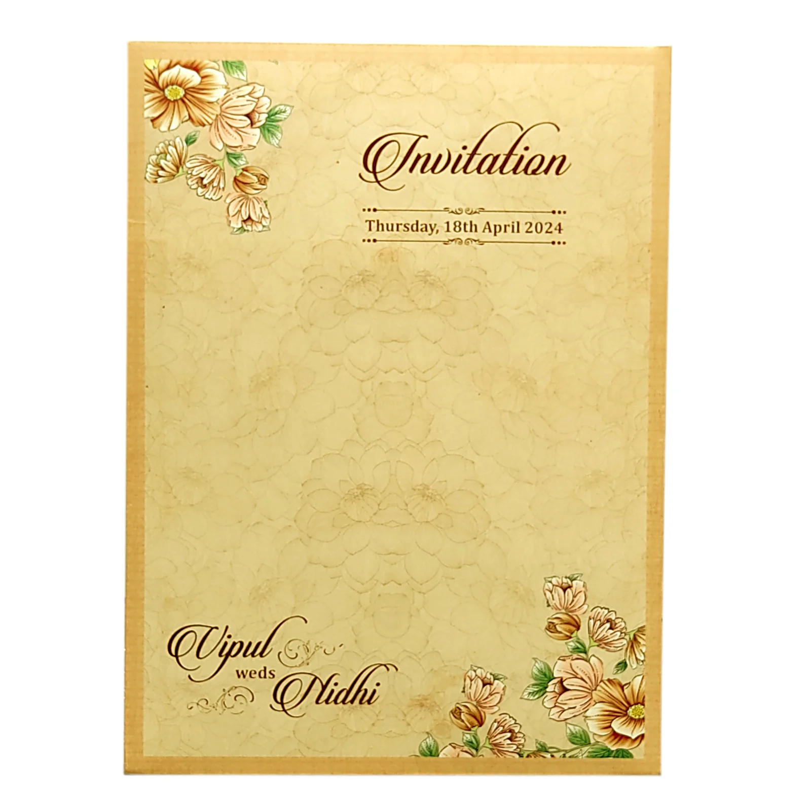 Pale Light Brown Laser Cut Wedding Card-KVN06700 - Image 4