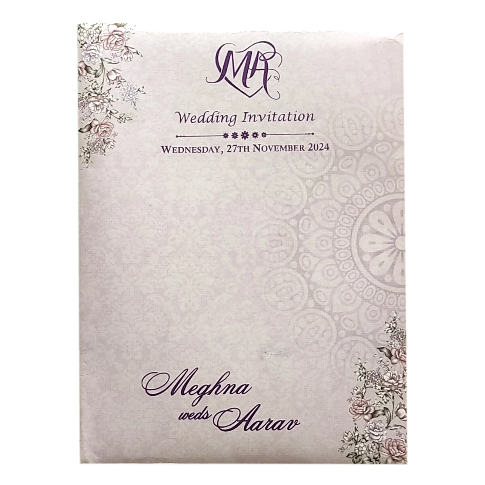 Pale Lilac Floral Invitation-KVN06780 - Image 4