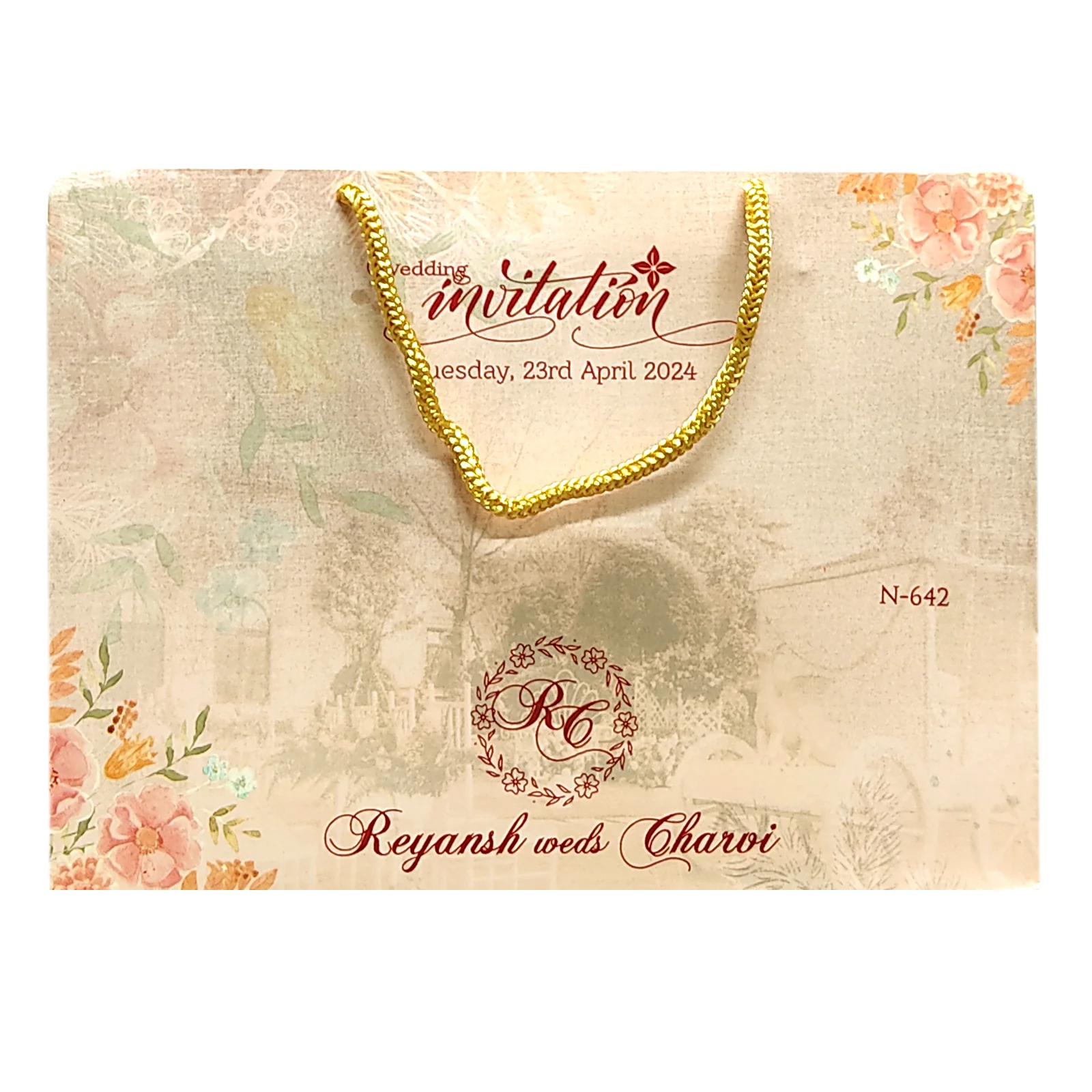 Pale Pink Wedding Card-KVN06420 - Image 4