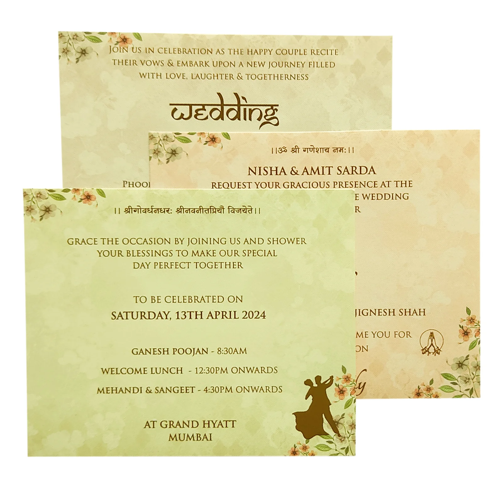 Pale Pinkish Brown Floral invitation-KVN06540 - Image 5