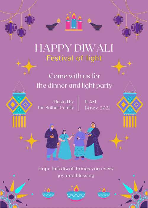 Pale Pink Framed Diwali Invitation-AADWI004 - Image 2