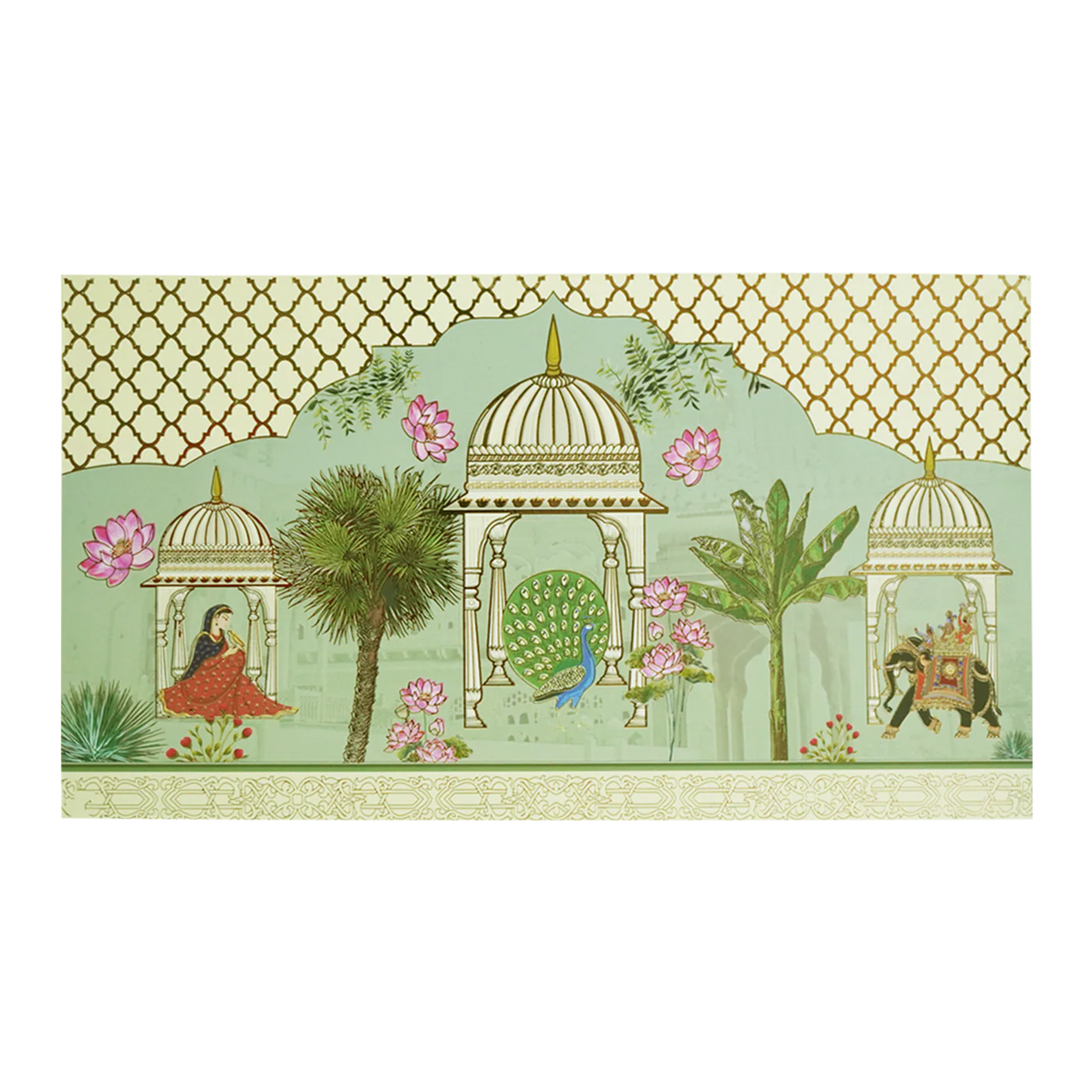Pastel Arch Peacock Box Wedding Invitation-KBX1403 - Image 3