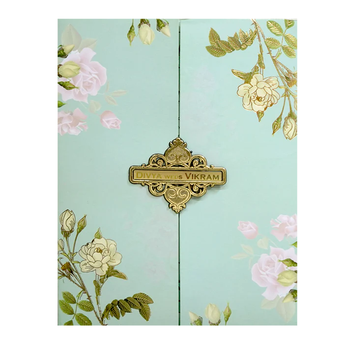 Pastel Green Floral Invitation Card-KNKJ1119 - Image 3