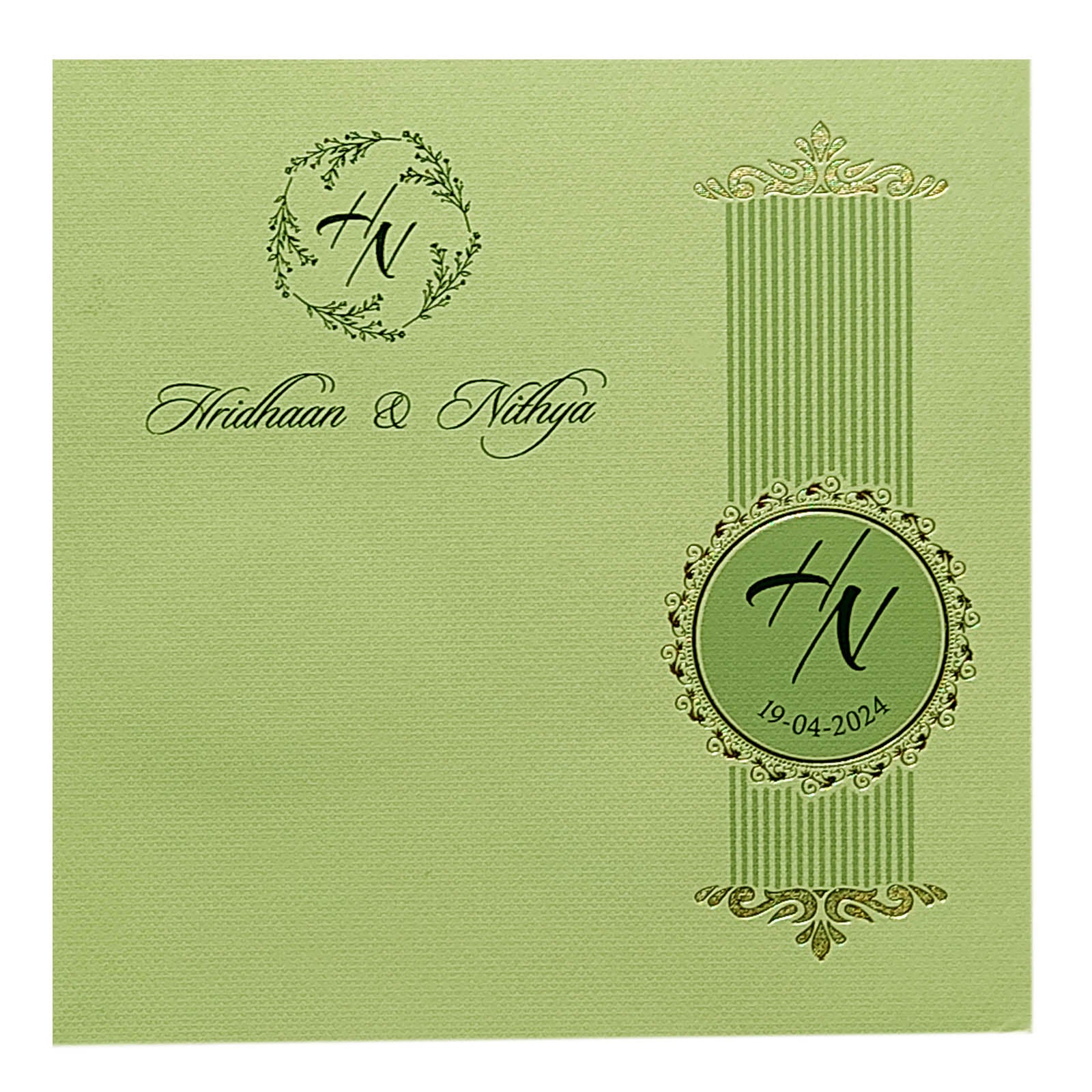 Pastel Green Foil Single Sheet Invitation Card-KRCS6171 - Image 2
