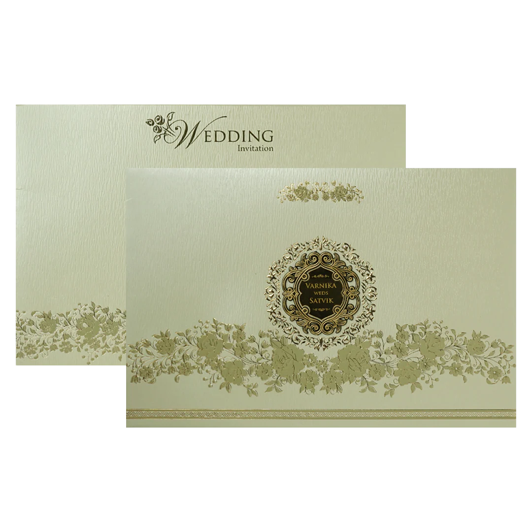 Pastel Green Gold Floral Padded Wedding Card-KSSC2380 - Image 2