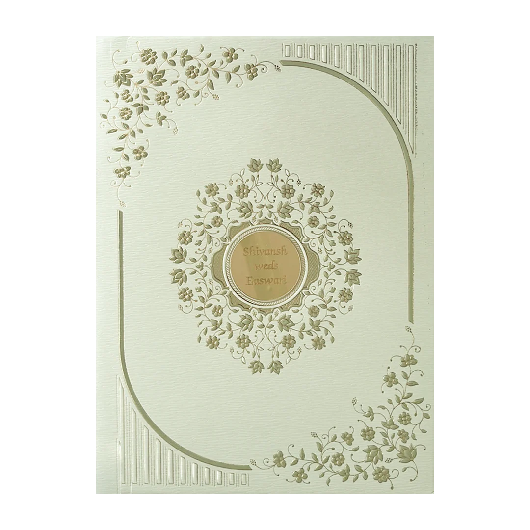 Pastel Green Gold Padded Wedding Card-KSSC2210 - Image 3