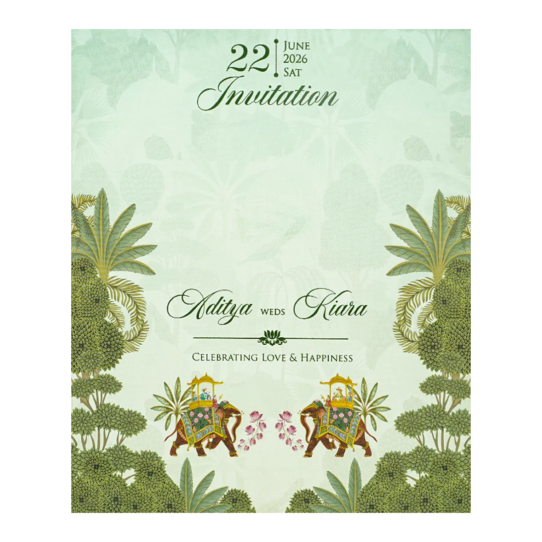 Pastel Mint Garden Theme Wedding Card-KFR16030 - Image 4