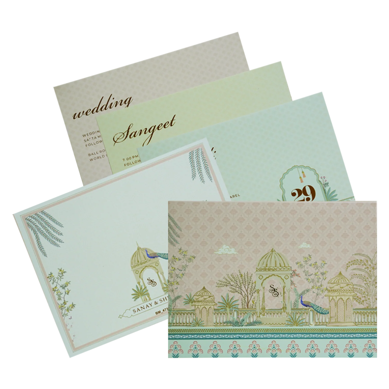 Peach Flower Padded Wedding Card Design-KBM04730