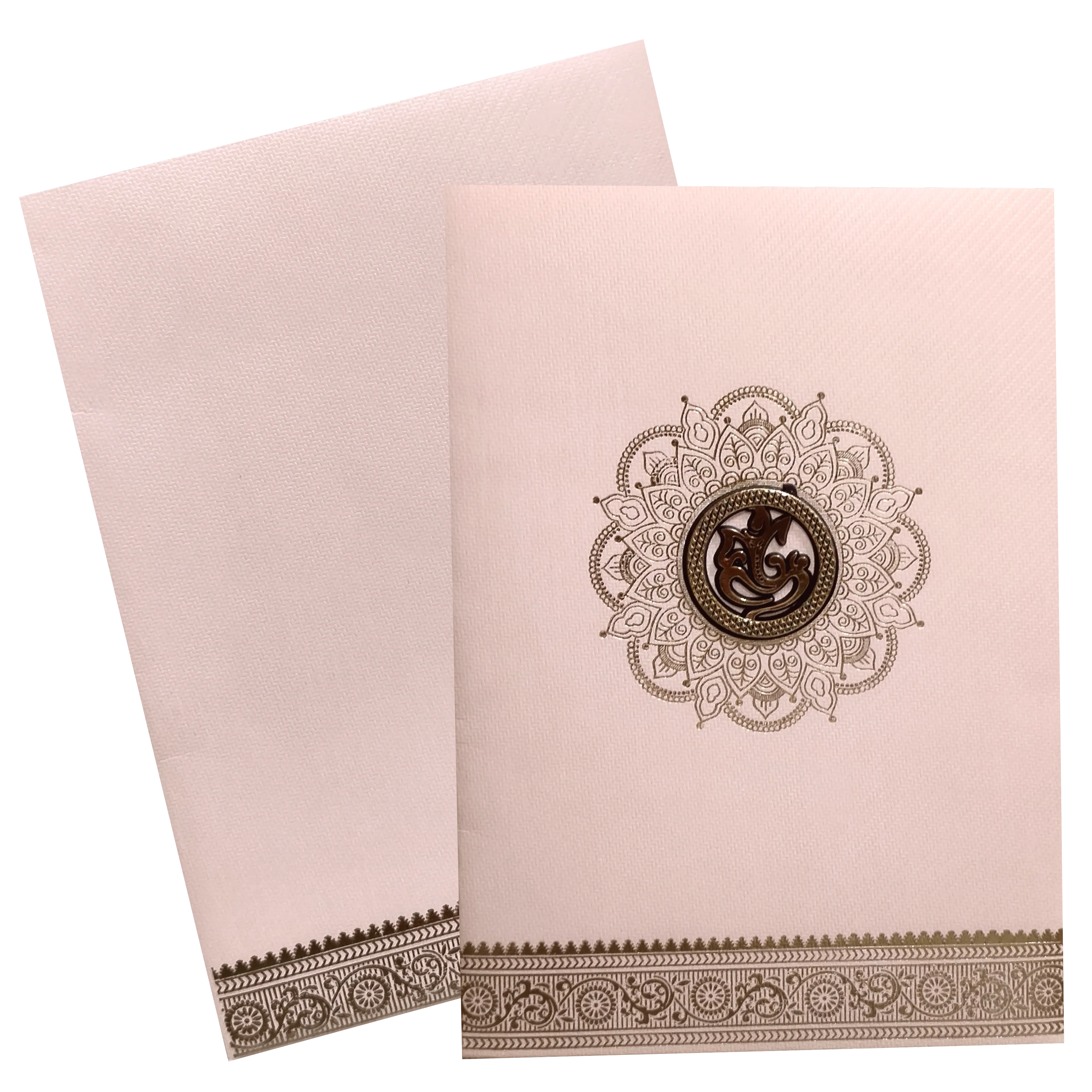 Peach Ganesha Wedding Invitation Card-KNKTP026 - Image 2
