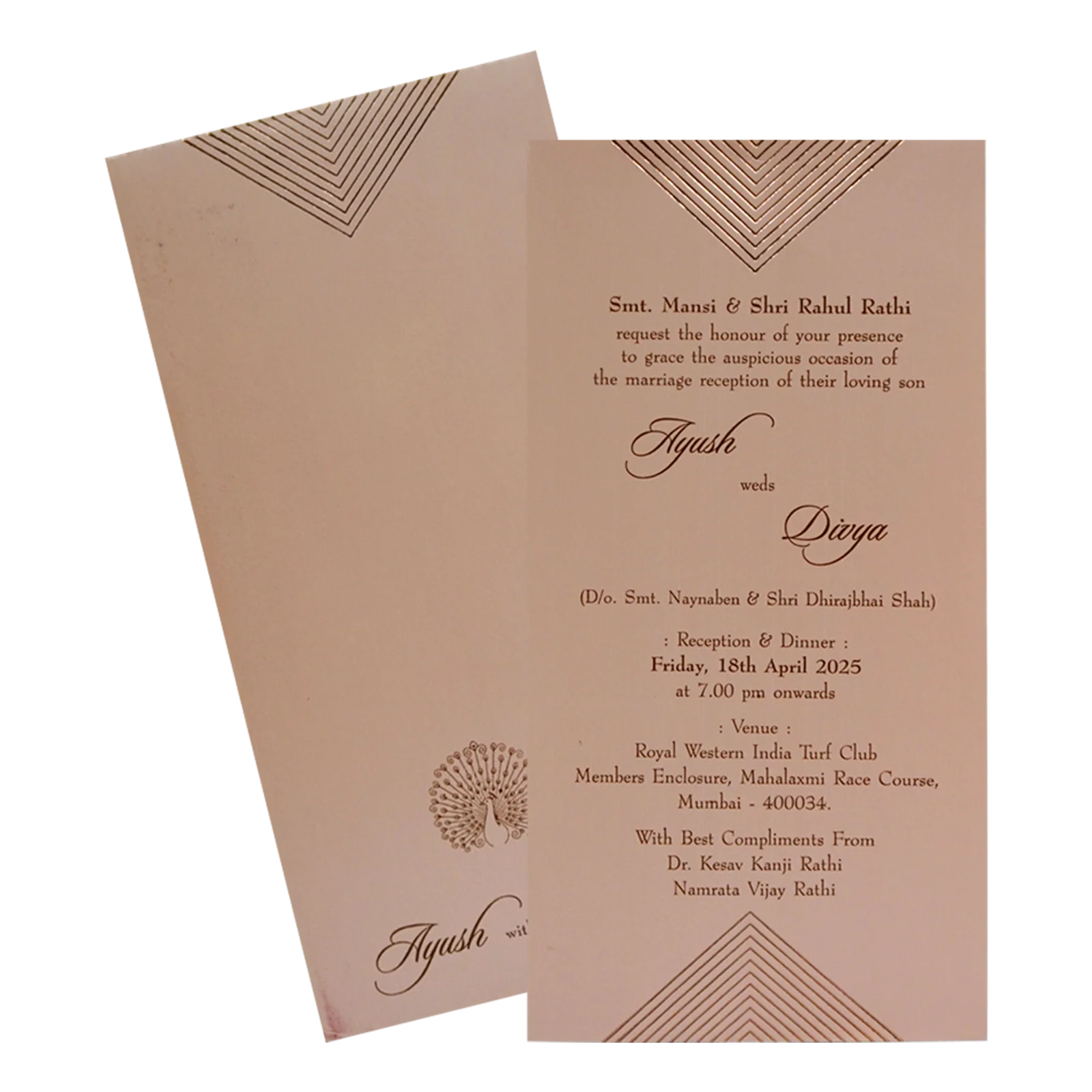 Peach Peacock Single Card-KRCS7161