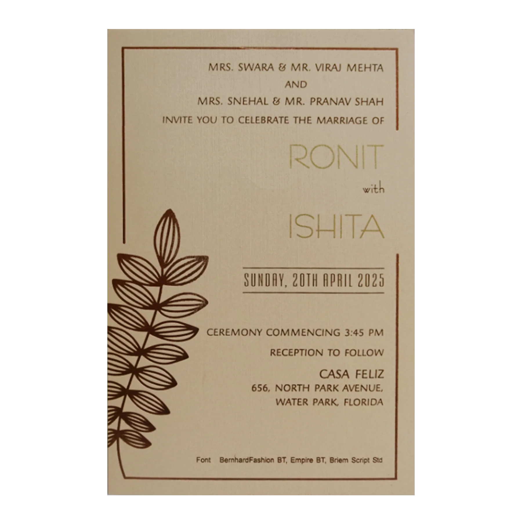 Peach Single Sheet Invitation Card-KRCS7212 - Image 2