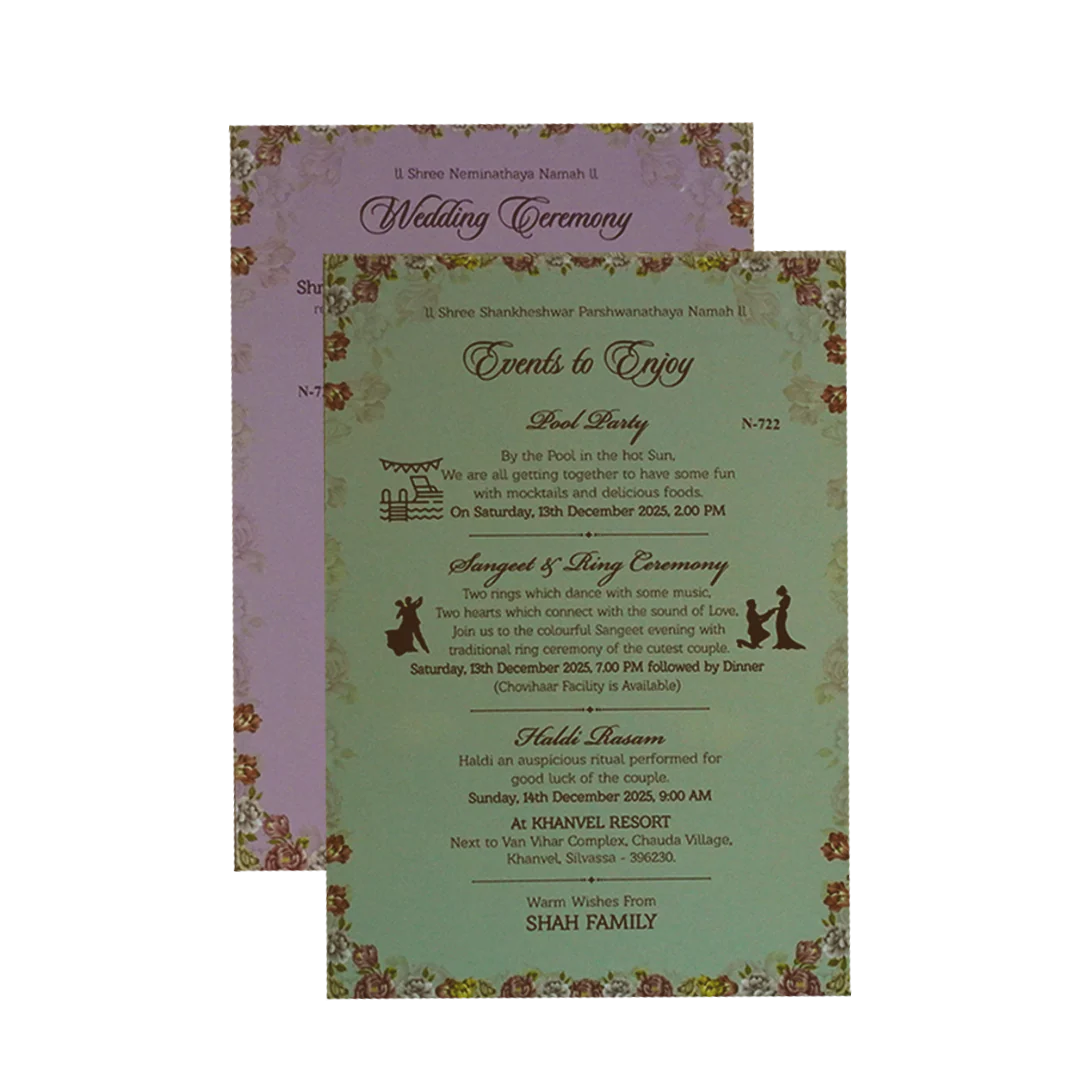 Peachy Pink Padded Wedding Card-KVN07220 - Image 5