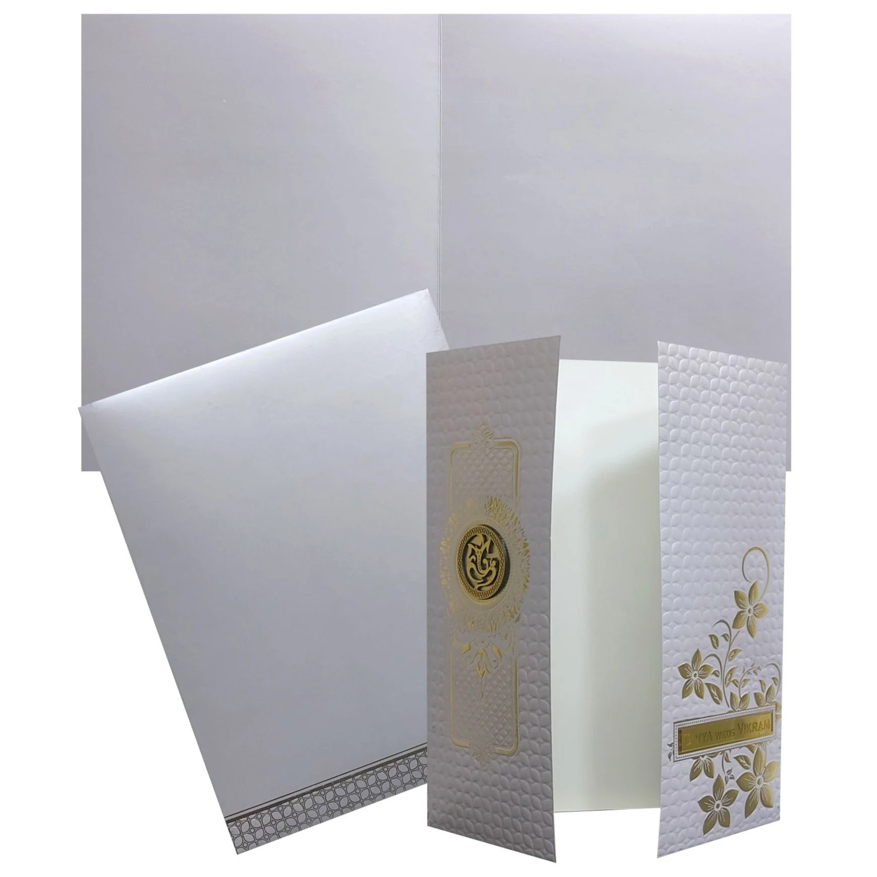 Pearl Purple Embossed Invitation Card-KNL1304PL