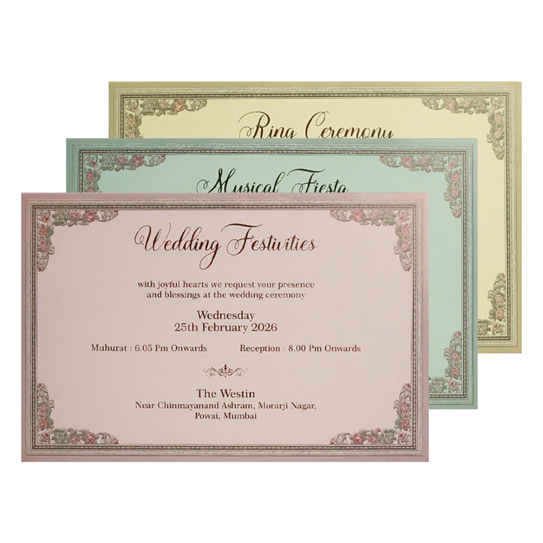 Pink Baroque Floral Wedding Invitation Box-KSI64390 - Image 5