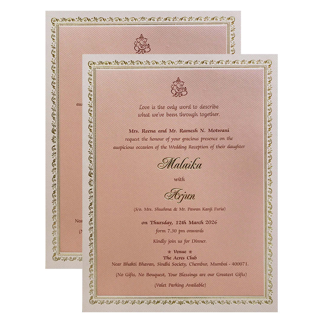 Pink Cream Floral Embossed Laser Cut Padded Wedding Card - KMMEX8280 - Image 5