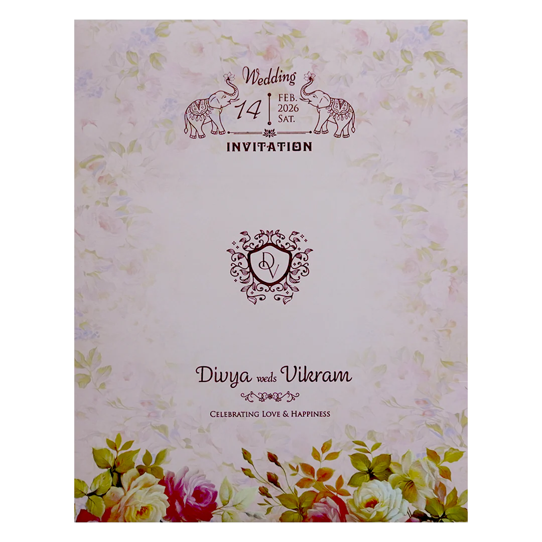 Pink Floral Design Nameplate Wedding Invitation-KNKJ1108 - Image 4