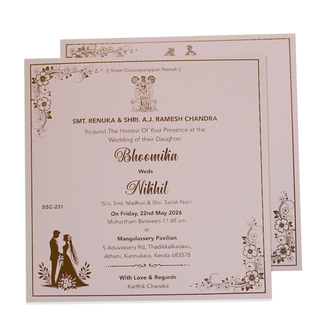 Pink Floral Embossed Padded Wedding Card - KSSC2290 - Image 5