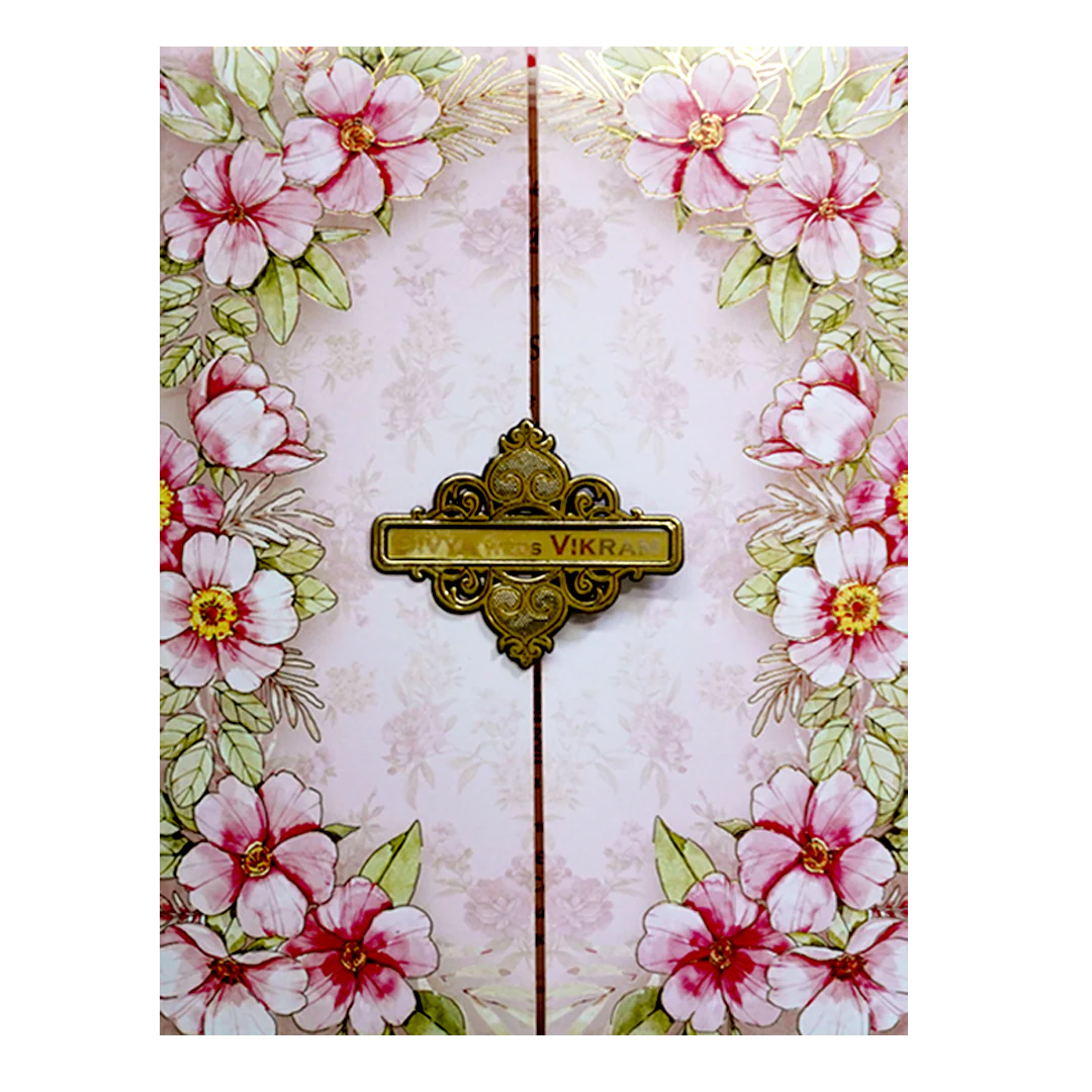 Pink Floral Name Plate Door Invitation Card-KNKJ1125 - Image 3