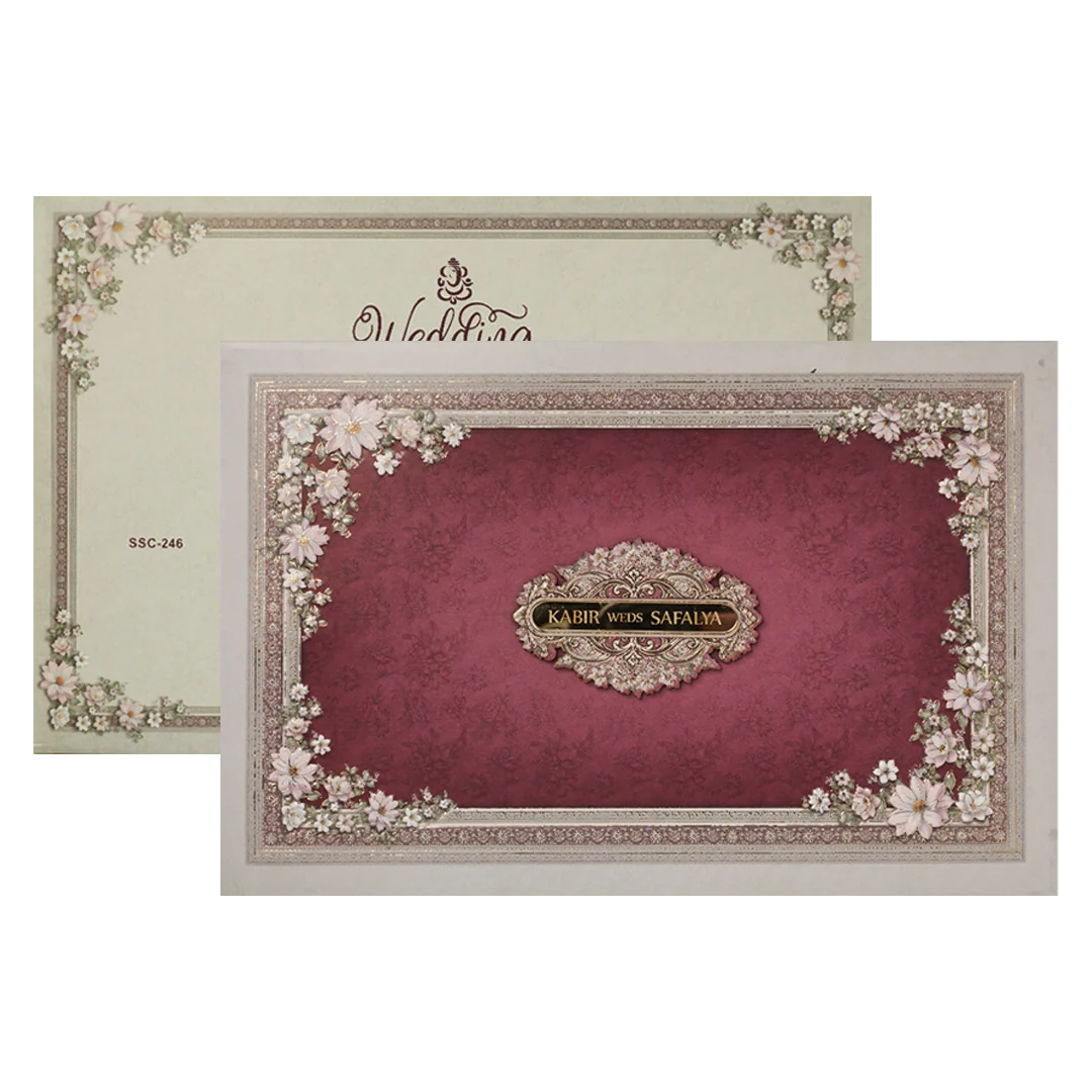 Pink Floral Padded Wedding Card-KSSC2460 - Image 2