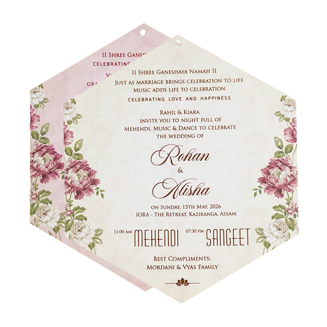 Pink Floral Parrot Laser Cut Wedding Card - KFR15170 - Image 5