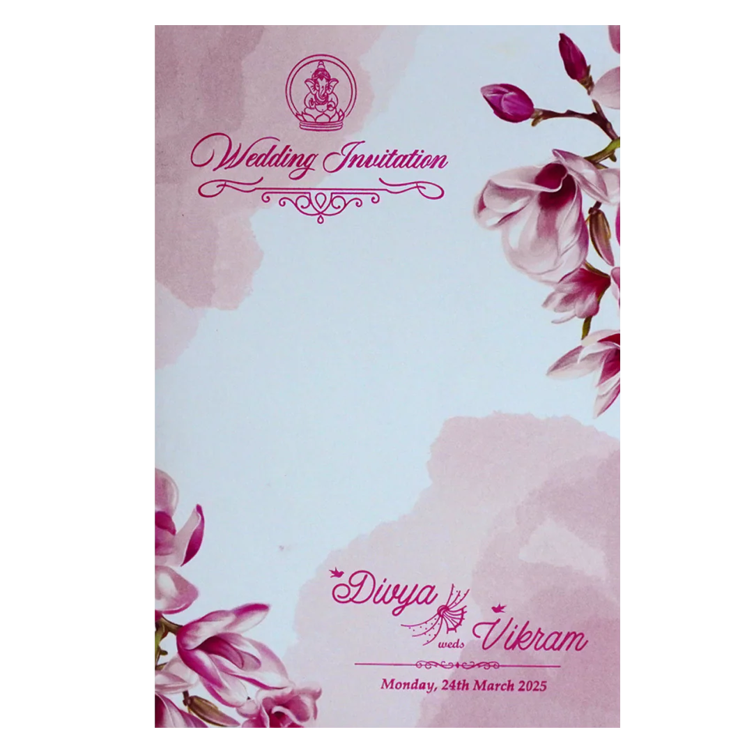 Pink Floral Single Sheet Card-KNS0352P - Image 3