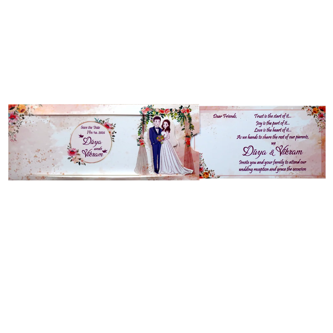 Pink Floral Slide Invitation Card-KNKSP752 - Image 4